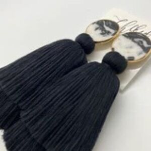 Ch0ked Black & White Tassel Earrings